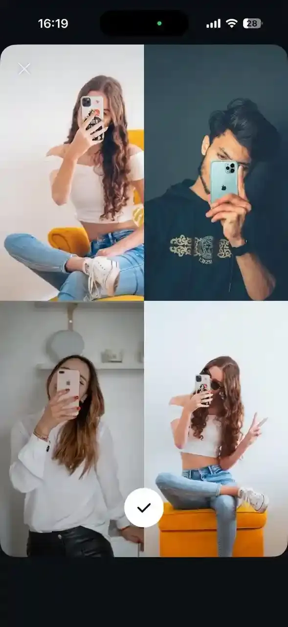 Instagram Layout grid with individual photo slots being filled by selecting images from the phone camera roll